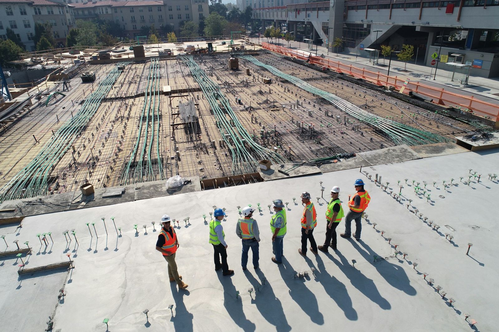 Construction team on a commercial slab