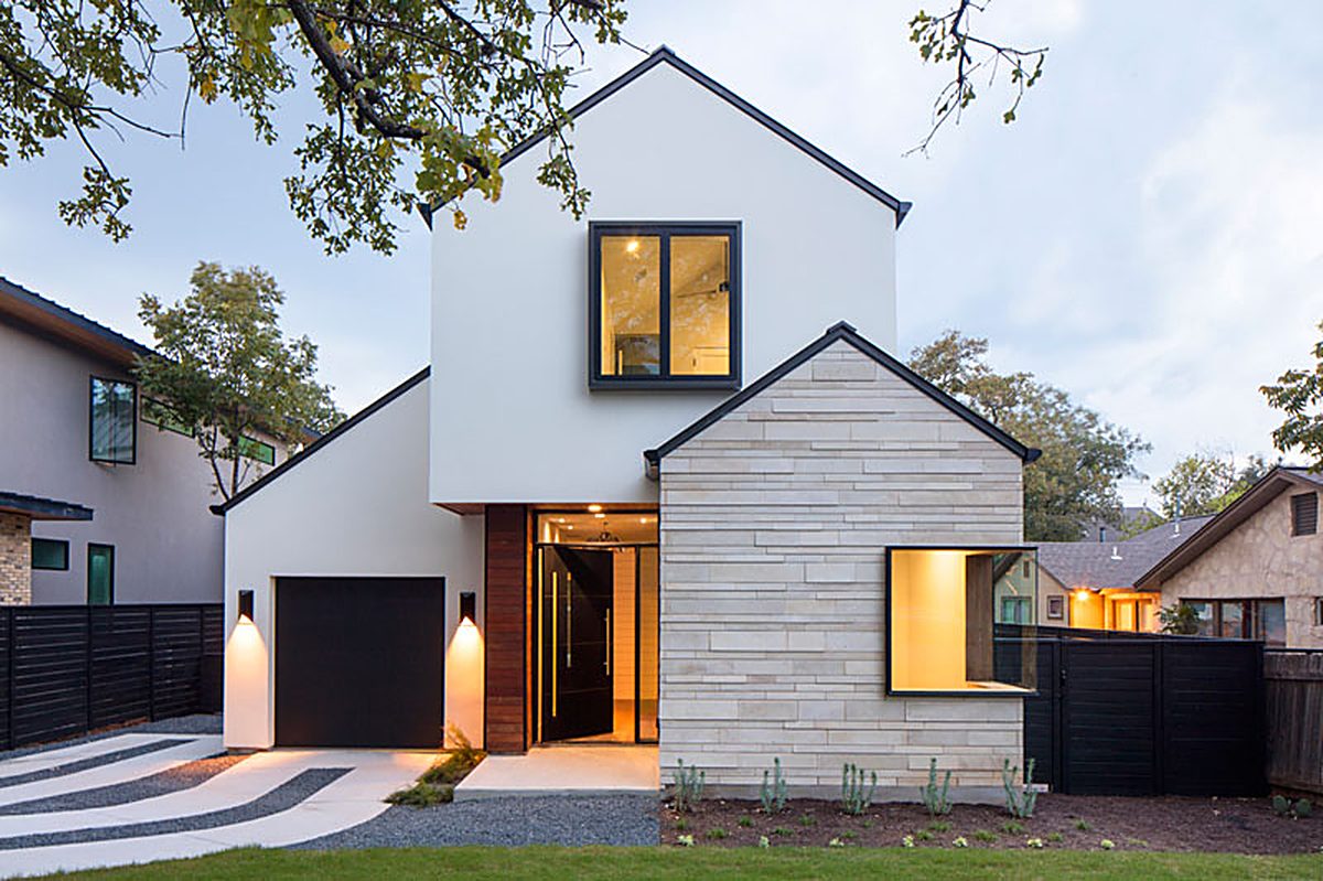 Modern home with white stucco
